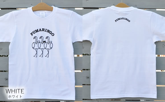 フラミンゴ+りんごのユニークなキャラクターTシャツFUMARINGO(フマリンゴ)」