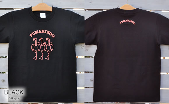 フラミンゴ+りんごのユニークなキャラクターTシャツFUMARINGO(フマリンゴ)」